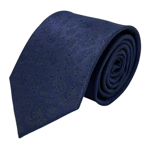 dark navy blue tie with subtle paisley design